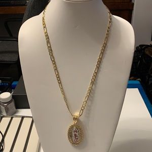 14K Oro Laminado Virgin Of Guadalupe & San Judas  Double Side Huge Penda…